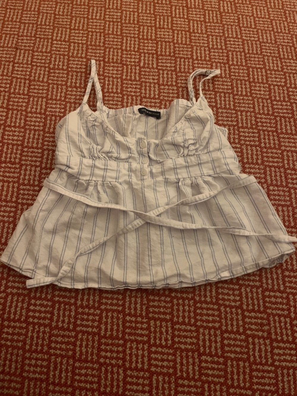 Brandy Melville Blue and White striped Babydoll top